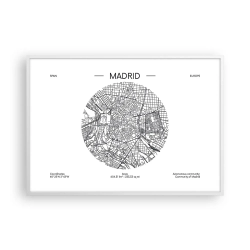 Plakát v bílém rámu - Anatomie Madridu - 100x70 cm