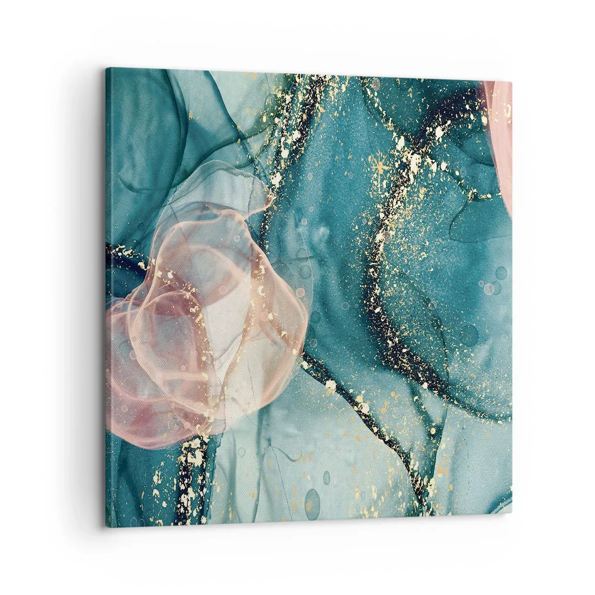 Obraz na plátně - Modré hedvábí modré, růžový tyl - 60x60 cm