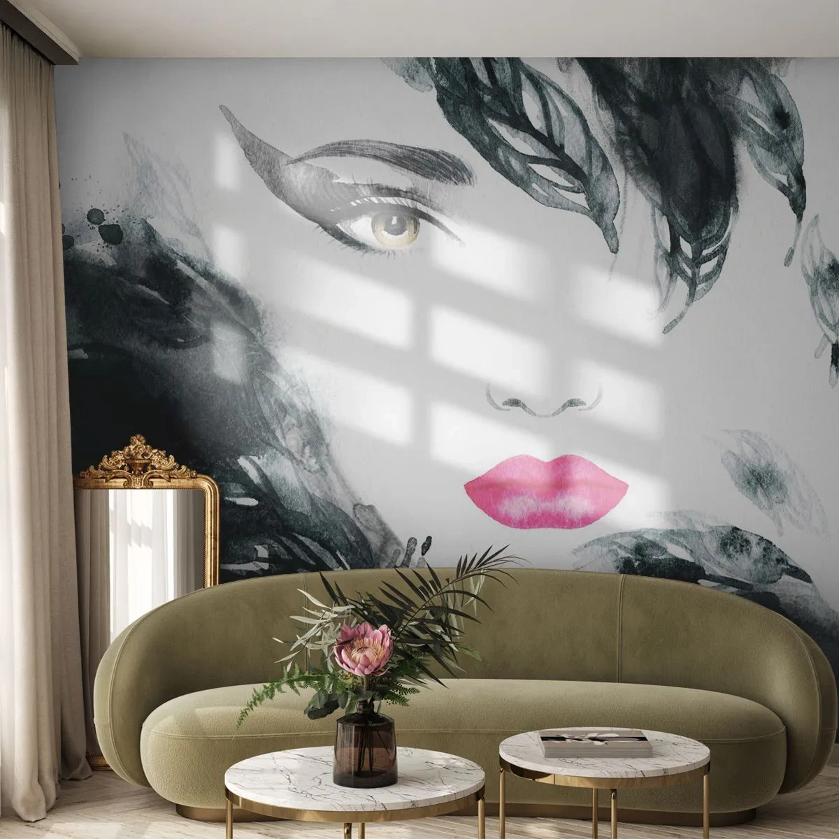 Fototapeta Samolepicí Deluxe Sticker - Pozor! Femme fatale - Abstrakce, ženská tvář, Portrét ženy - 250x175 cm