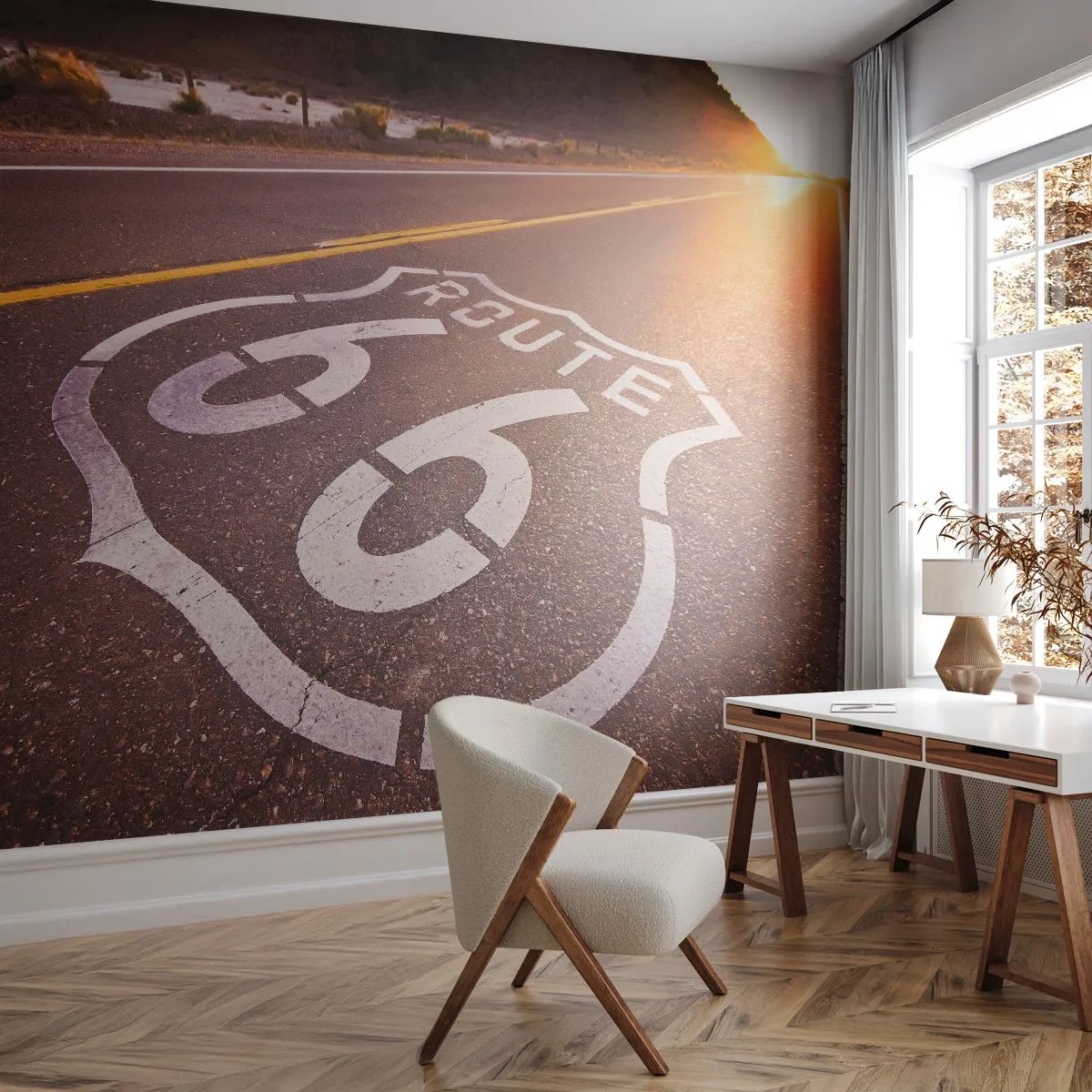 Fototapeta Samolepicí Deluxe Sticker - Slavná silnice 66 - USA, Automobilový průmysl, Cesta 66 - 500x350 cm