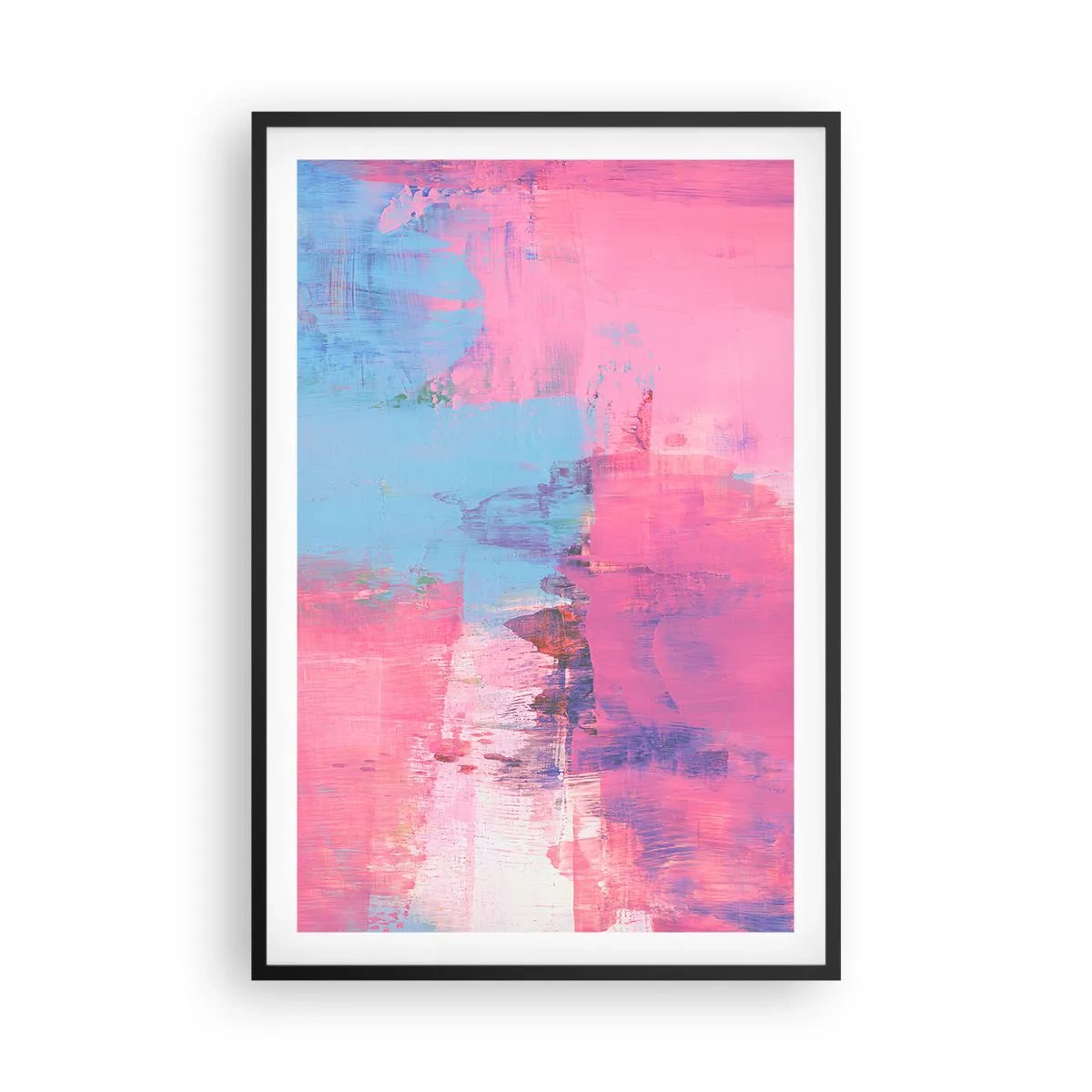 Plakát v černém rámu - Růžová, modrá a špetka světla - 61x91 cm