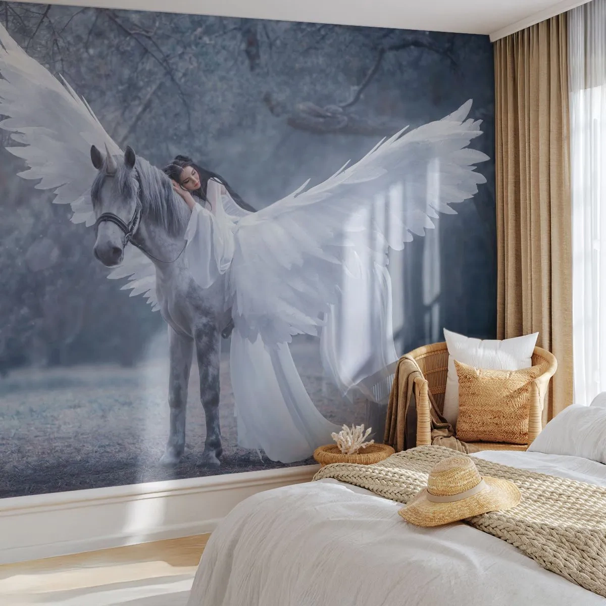 Fototapeta Samolepicí Deluxe Sticker - Nadšený okamžik - Abstrakce, Kůň, Žena - 250x175 cm