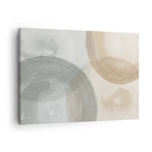 Obraz na plátně - Abstraktní kompozice v pastelových barvách s linkami - 70x50cm - Pronikání světů - Moderní nástěnná dekorace do obývacího pokoje a ložnice ARTTOR
