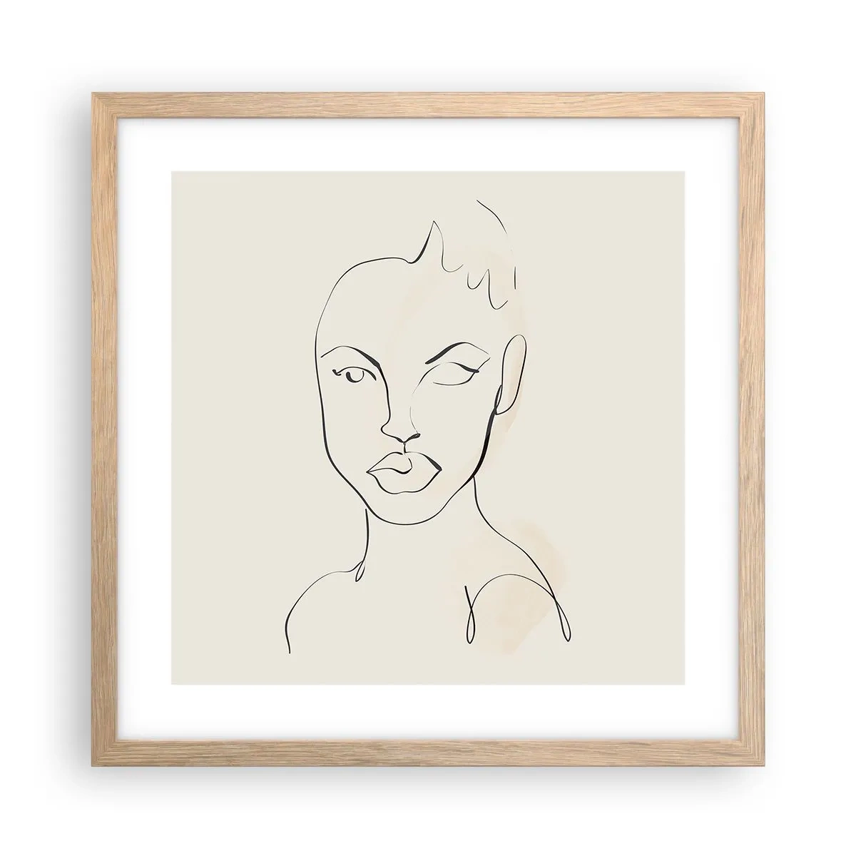 Plakát v rámu světlý dub - Obrys smyslnosti - 40x40 cm