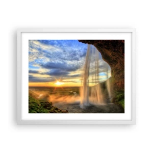 Plakát v bílém rámu - Svět za závojem kapek - 50x40 cm