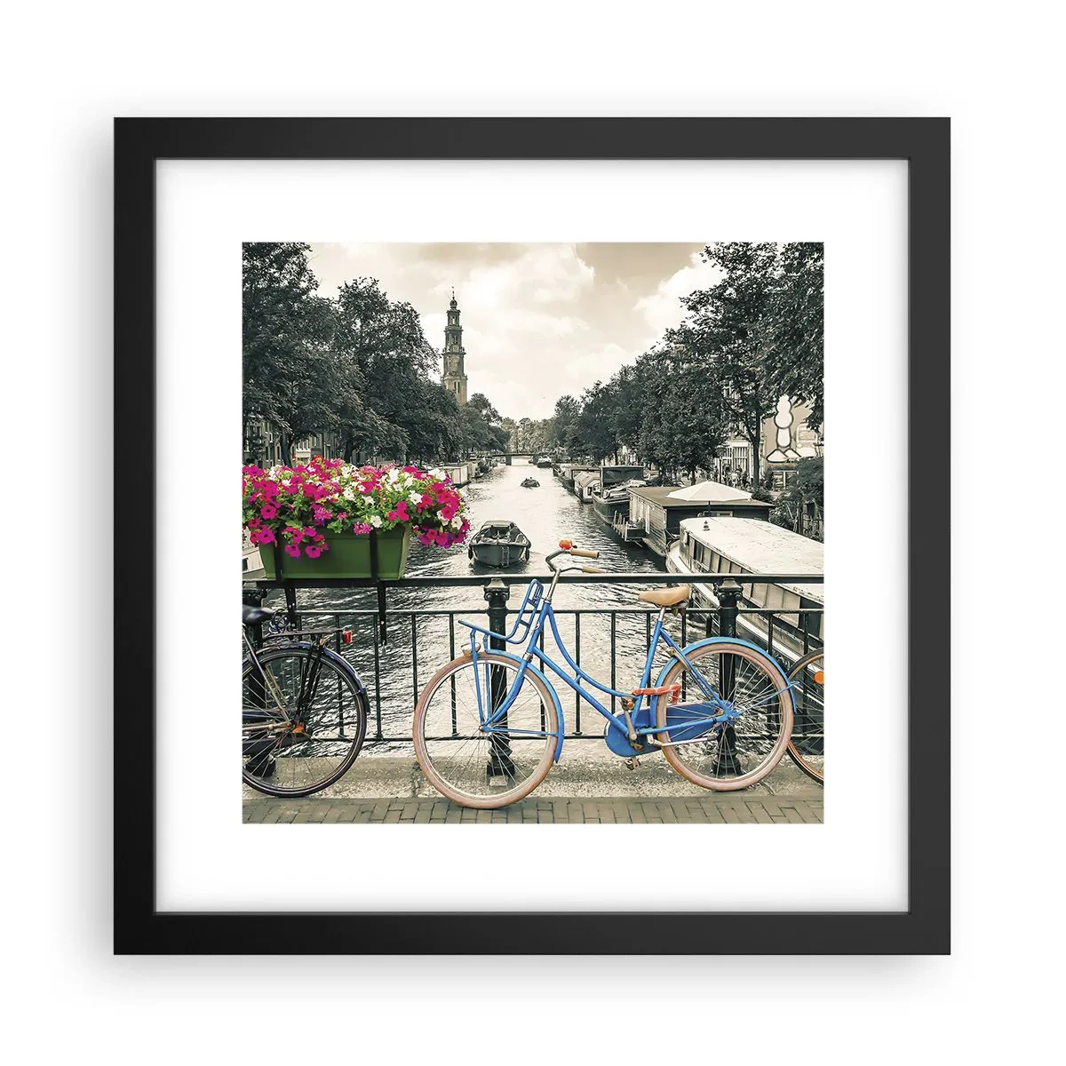 Plakát v černém rámu - Barvy amsterdamské ulice - 30x30 cm