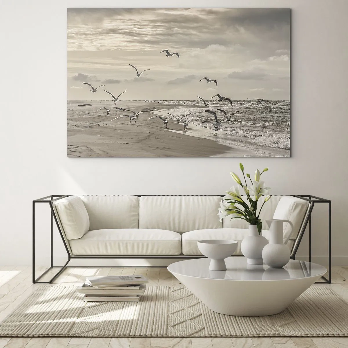 Obraz na skle - Šumění moře, zpěv ptáků - 100x70 cm