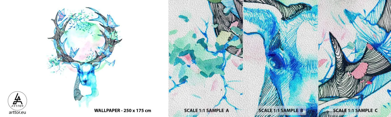 Vzor Fototapety Premium Sand - Síla a jemnost přírody - Abstrakce, Jelen, Příroda - 100x30 cm