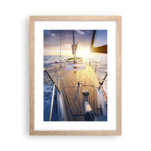 Plakát v rámu světlý dub - Běžící po vlnách - 30x40 cm