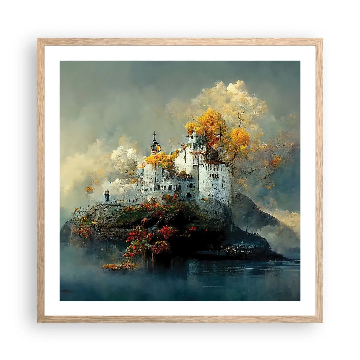 Plakát v rámu světlý dub - Začátek romantického příběhu - 60x60 cm