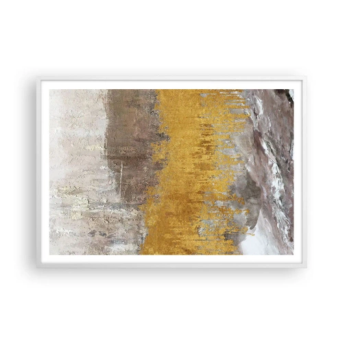 Plakát v bílém rámu - Zlatistý závan - 100x70 cm