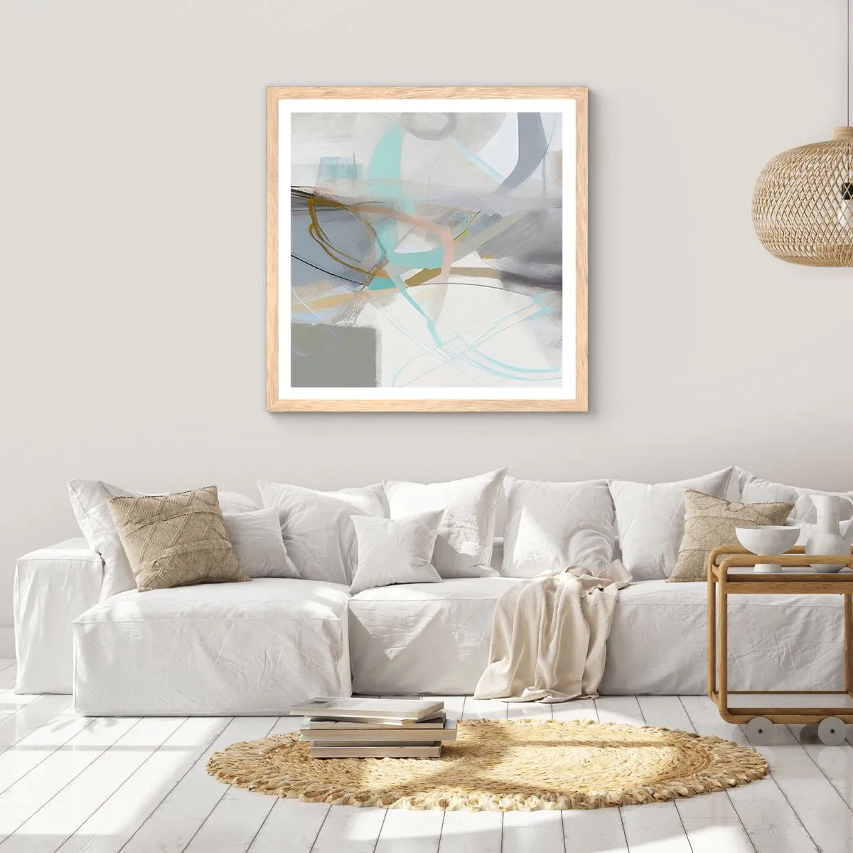 Plakát v rámu světlý dub - Mlhavá abstrakce - 50x50 cm