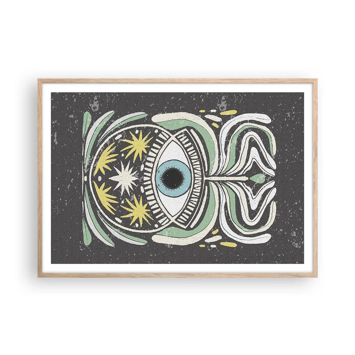 Plakát v rámu světlý dub - Kmenové rituály - 100x70 cm