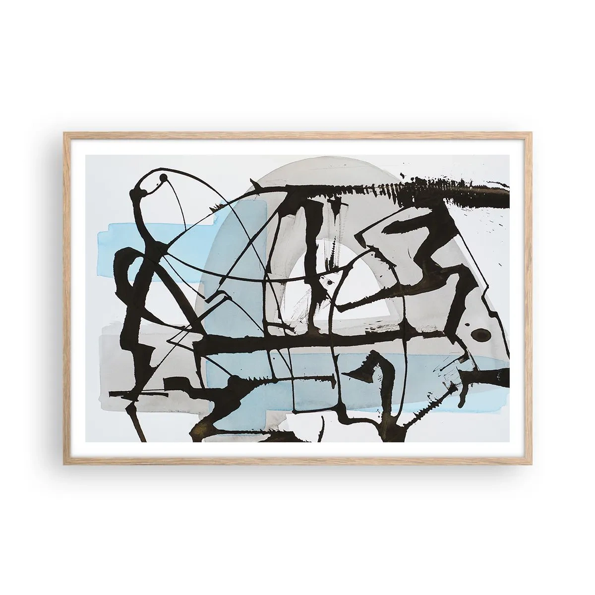 Plakát v rámu světlý dub - Přesto modrá - 100x70 cm