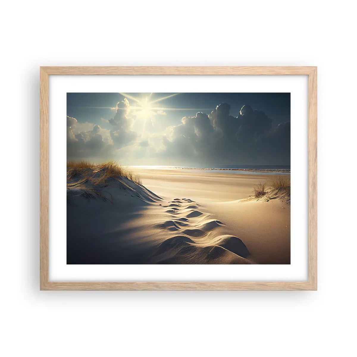 Plakát v rámu světlý dub - Uklidňující krajina - 50x40 cm