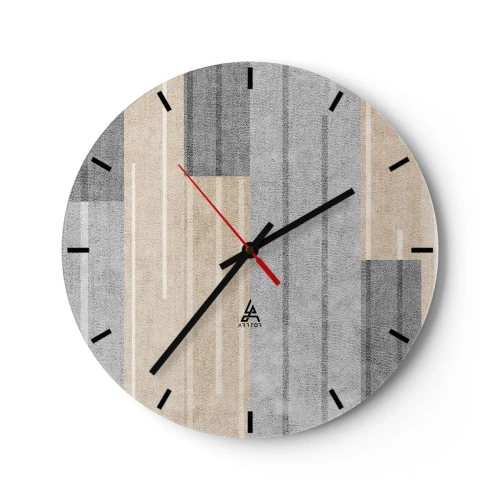 Nástěnné hodiny - Geometrická kompozice se svislými pruhy v odstínech šedé - 30x30cm - Kompozice: drž se - Moderní nástěnná dekorace do obývacího pokoje, kuchyně a ložnice ARTTOR