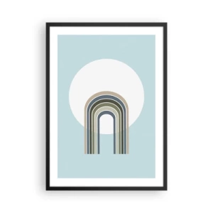 Plakát v černém rámu - Minimalistický oblouk s pastelovými odstíny na kruhovém pozadí - 50x70cm - Neodolatelná přitažlivost - Moderní nástěnná dekorace do obývacího pokoje a ložnice ARTTOR