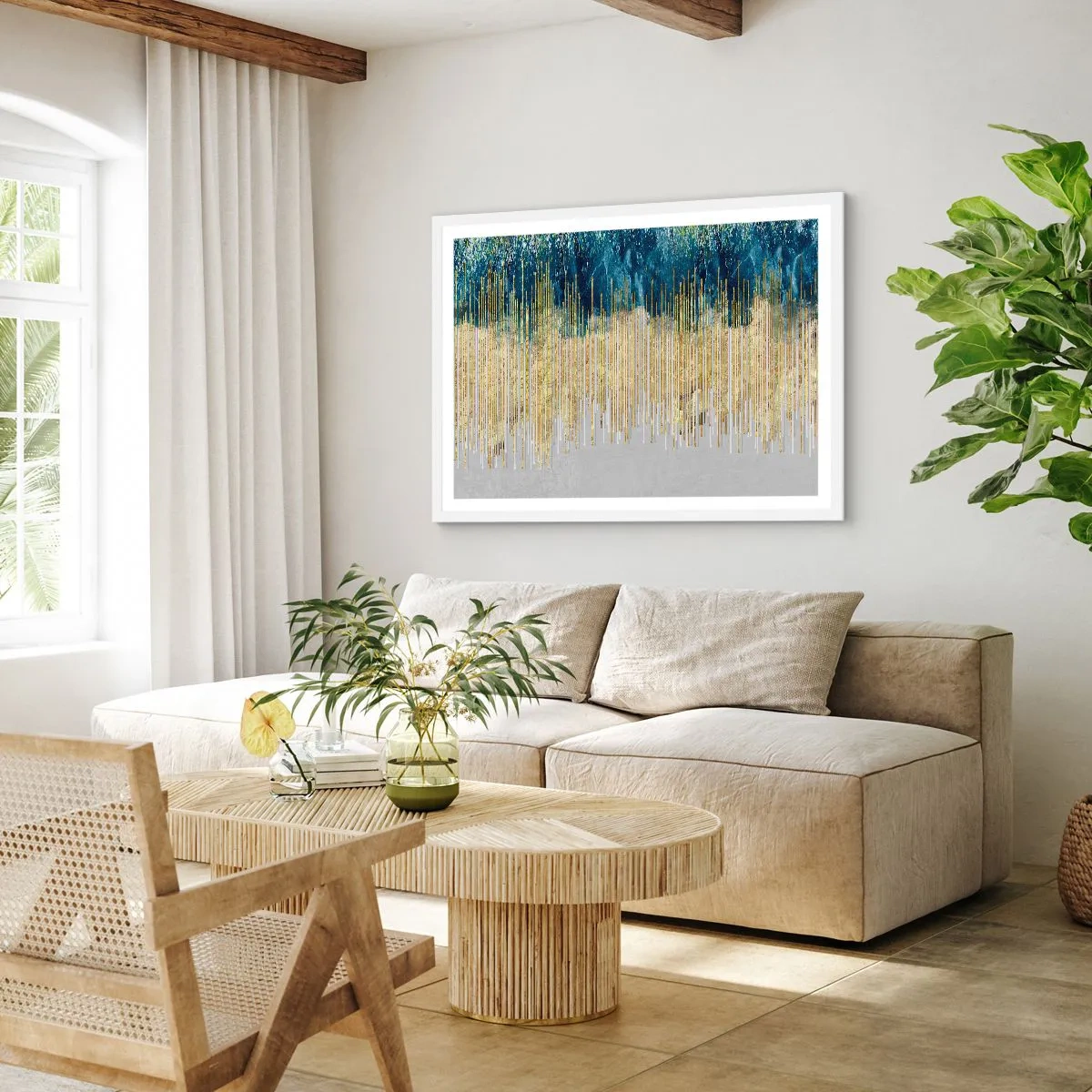 Plakát v bílém rámu - Zlacená hranice - 50x40 cm