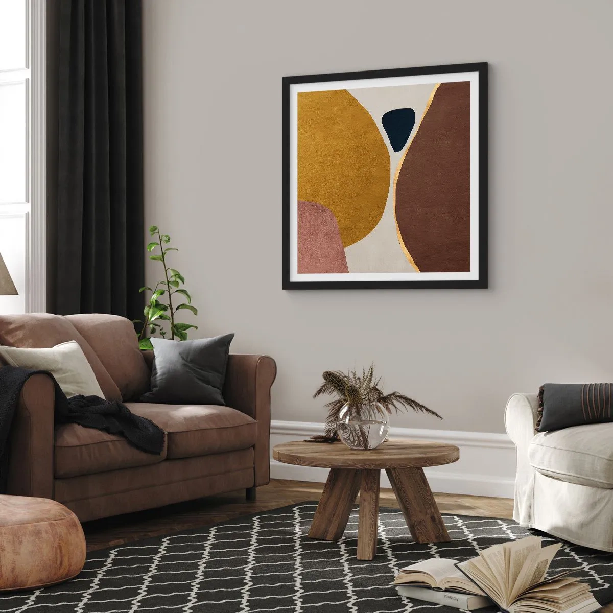 Plakát v černém rámu - Abstrakce – místo v prostoru - 40x40 cm