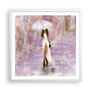 Plakát v bílém rámu - V liliovém dešti - 60x60 cm