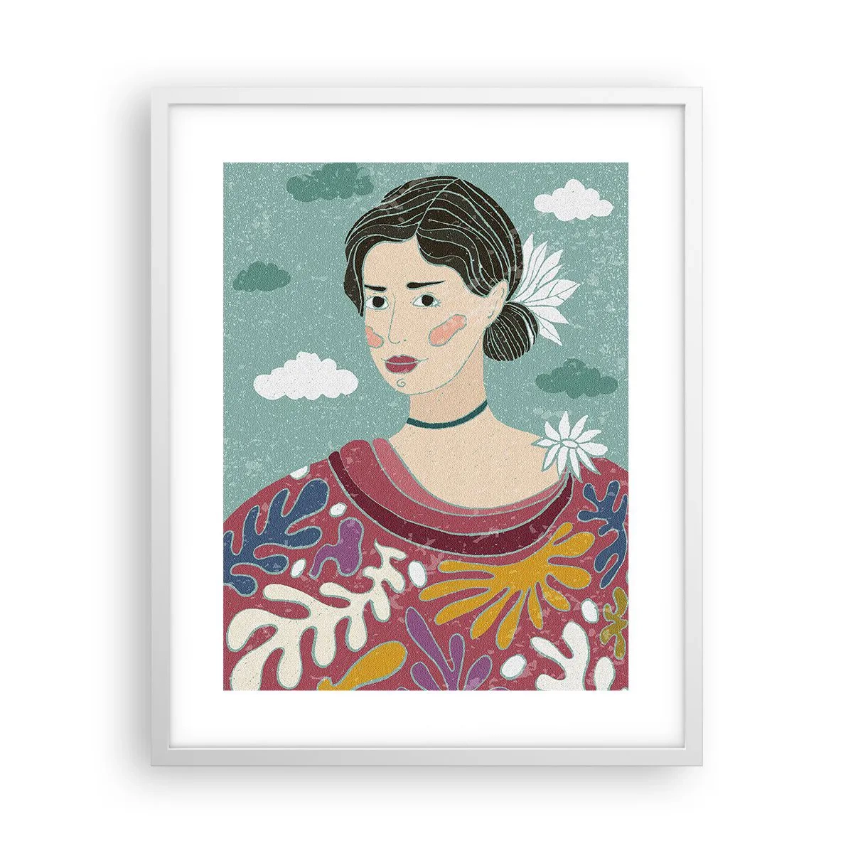 Plakát v bílém rámu - S melancholií v pohledu - 40x50 cm