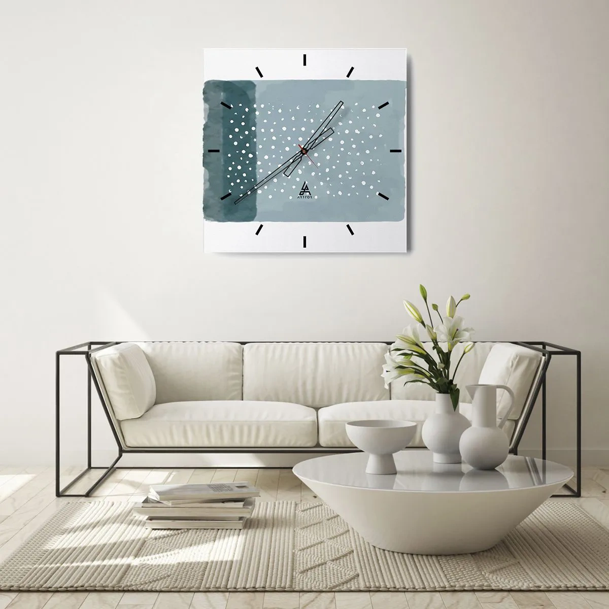 Nástěnné hodiny - Pěstováno na modři - 40x40 cm