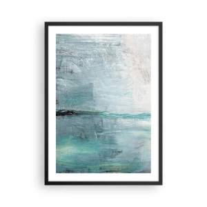 Plakát v černém rámu - Abstraktní krajina v odstínech modré a šedé - 50x70cm - Horizontálně v modři - Moderní nástěnná dekorace do obývacího pokoje a ložnice ARTTOR