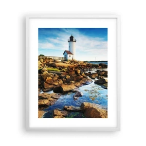 Plakát v bílém rámu - Vraťte se šťastně, čekám - 40x50 cm