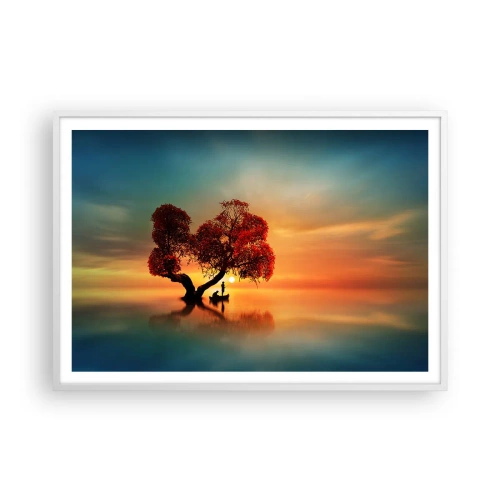 Plakát v bílém rámu - Voda a ticho vesmíru - 100x70 cm