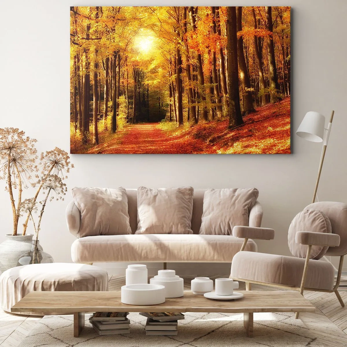 Obraz na plátně - Zlatý podzim na lesní cestě - 70x50 cm