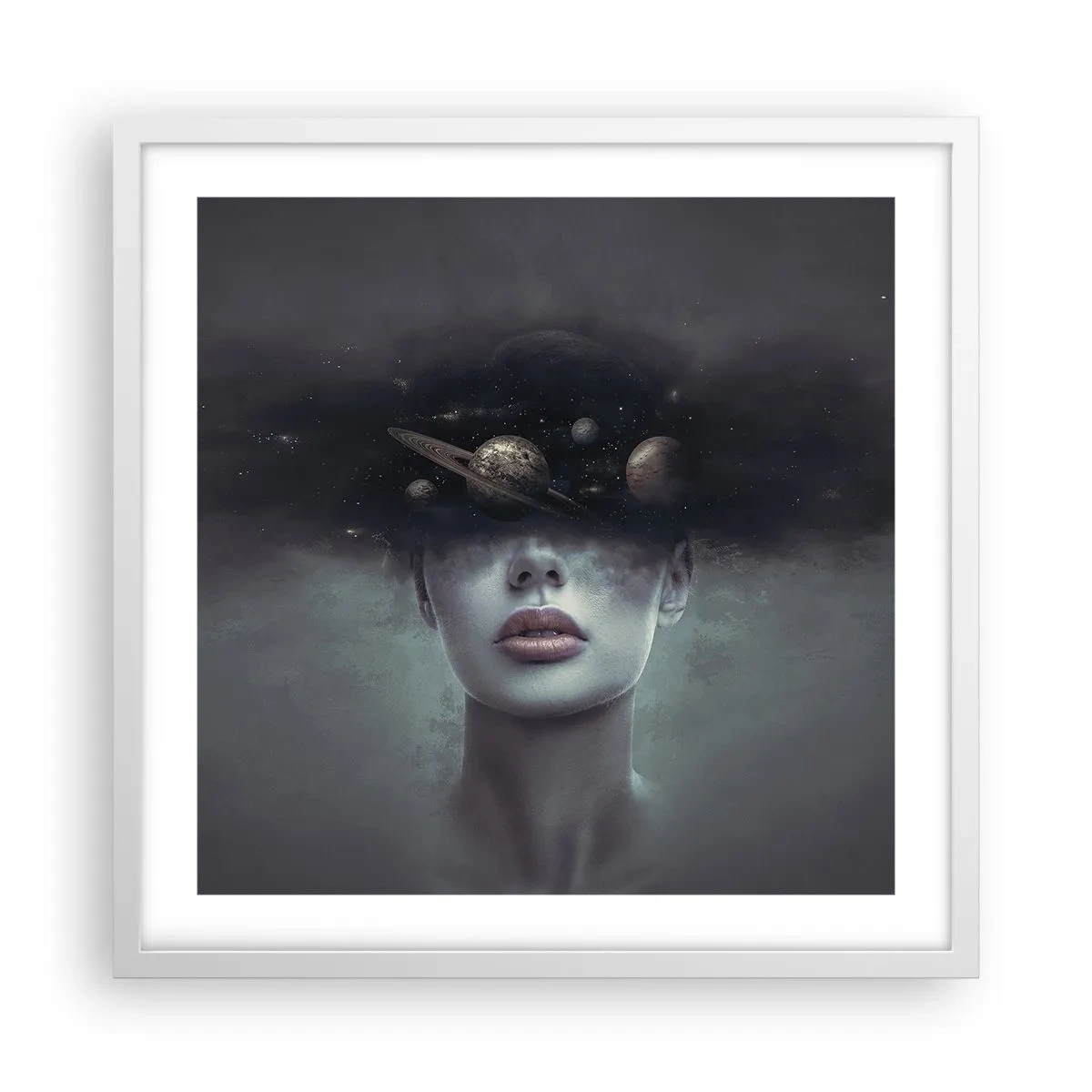 Plakát v bílém rámu - A planety… - 50x50 cm