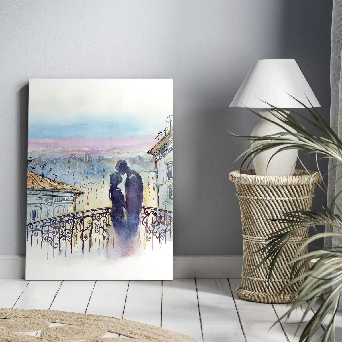 Obraz na plátně - Pařížští milenci - 50x70 cm