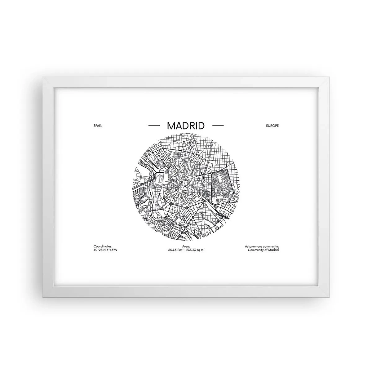 Plakát v bílém rámu - Anatomie Madridu - 40x30 cm