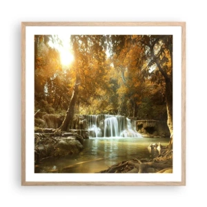 Plakát v rámu světlý dub - Parkový vodopád - 60x60 cm