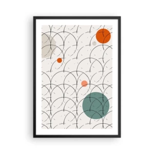 Plakát v černém rámu - Moderní geometrická abstrakce s barevnými akcenty - 50x70cm - V duchu pop-artu - Moderní nástěnná dekorace do obývacího pokoje a ložnice ARTTOR