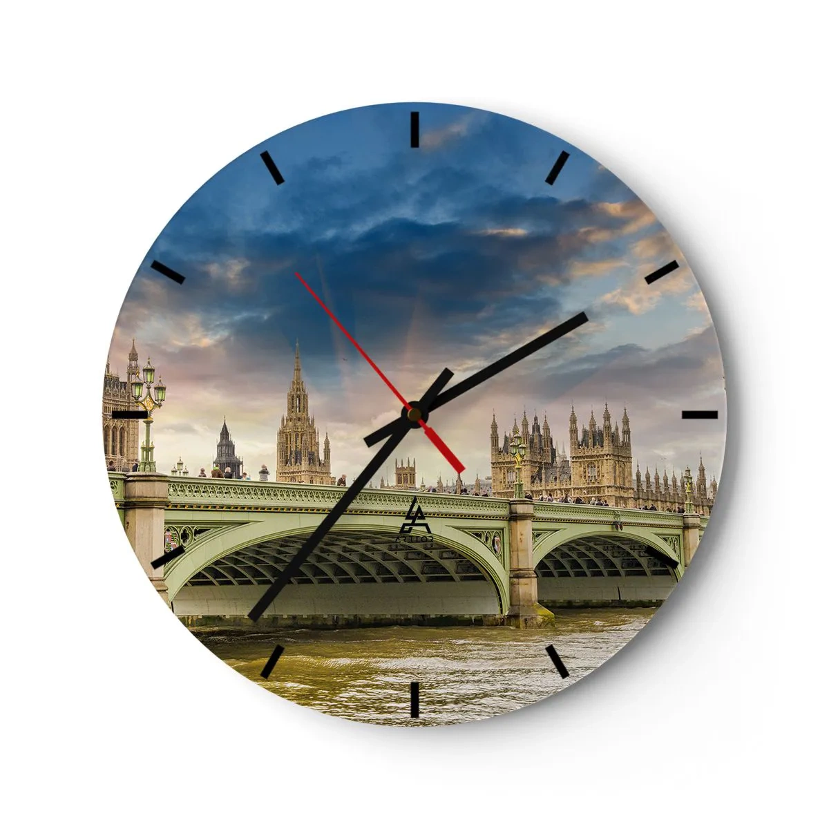 Nástěnné hodiny - Most přes Temži s výhledem na Westminsterský palác - 30x30cm - Čas se zastavil v Impériu - Moderní nástěnná dekorace do obývacího pokoje, kuchyně a ložnice ARTTOR