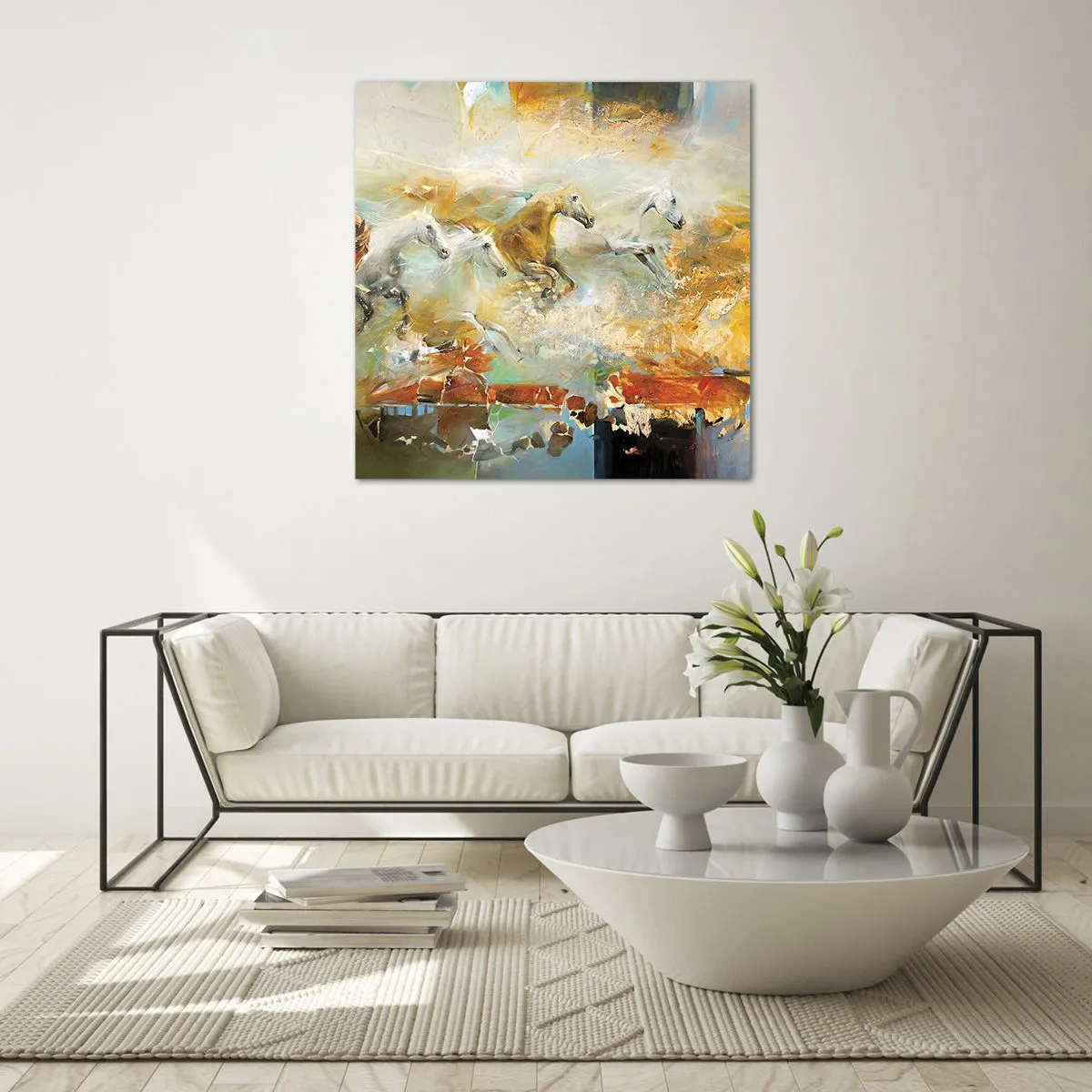 Obraz na skle - Cválá světlem - 60x60 cm