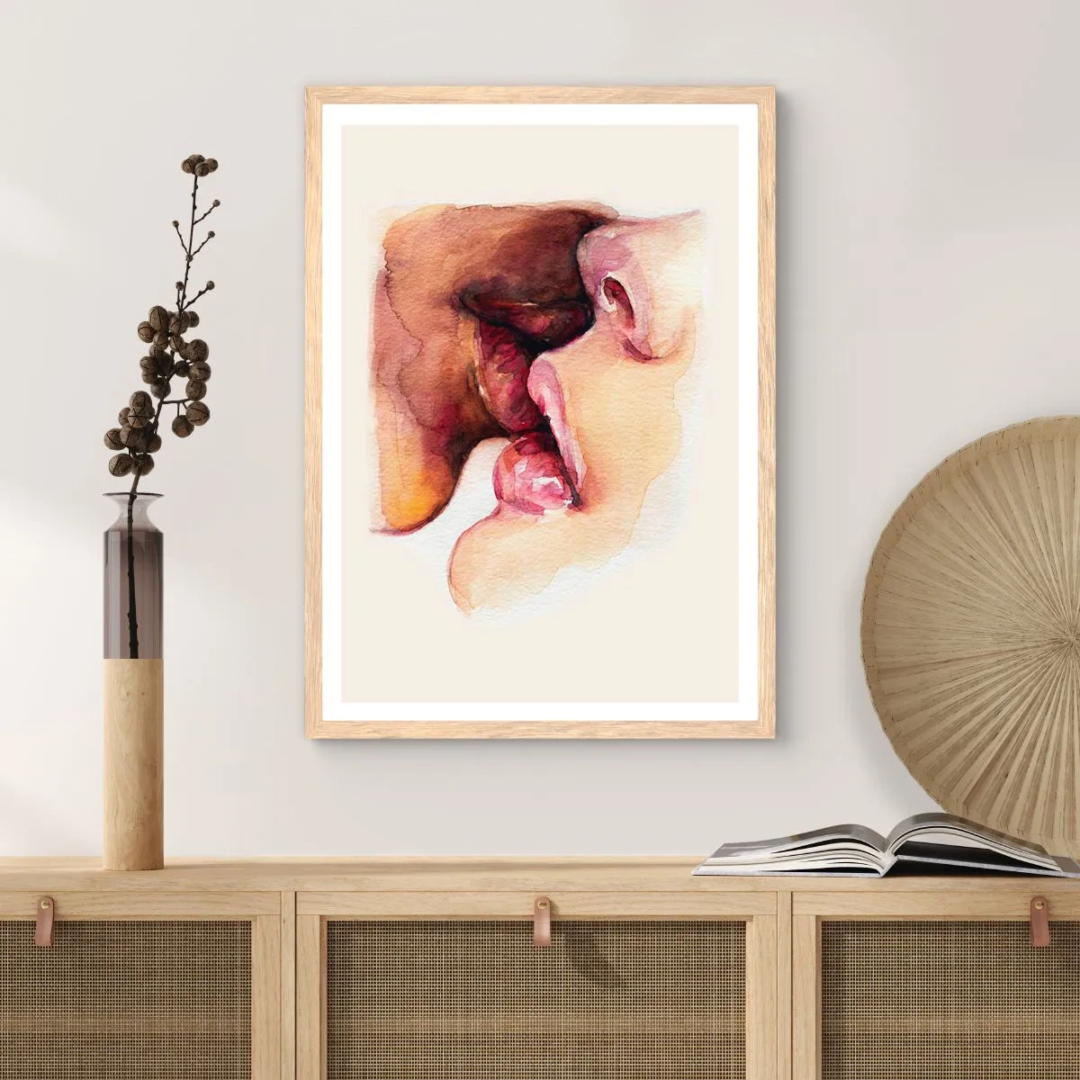 Plakát v rámu světlý dub - Jako noc a den, země a nebe - 30x40 cm