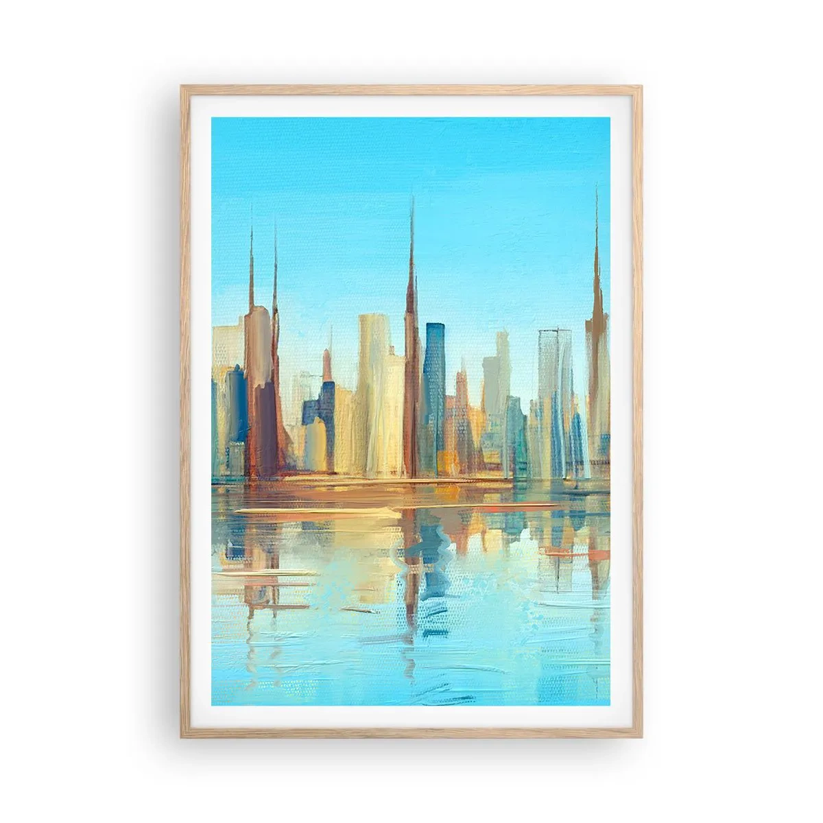 Plakát v rámu světlý dub - Prosluněná metropole - 70x100 cm