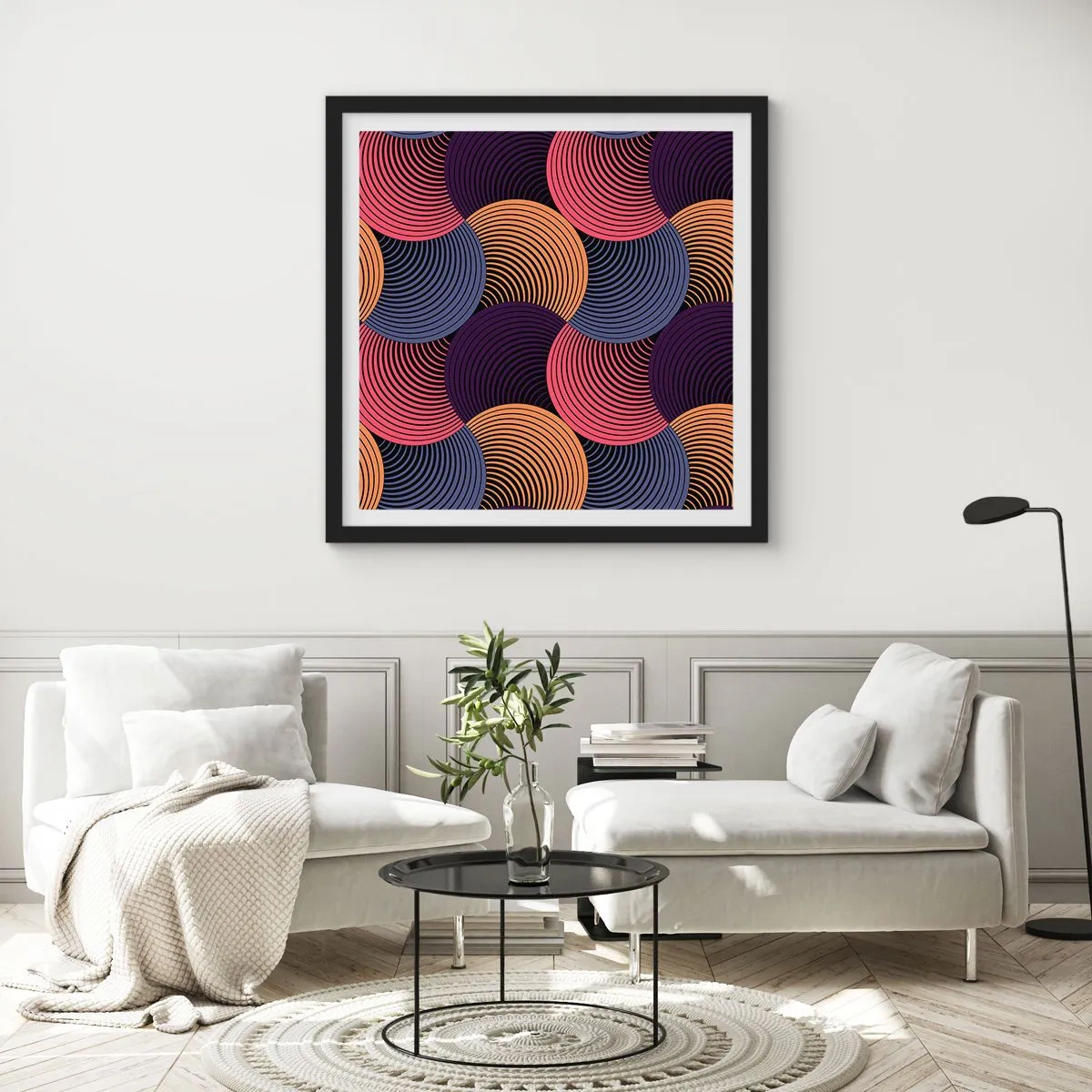 Plakát v černém rámu - V kruhovém rytmu - 30x30 cm