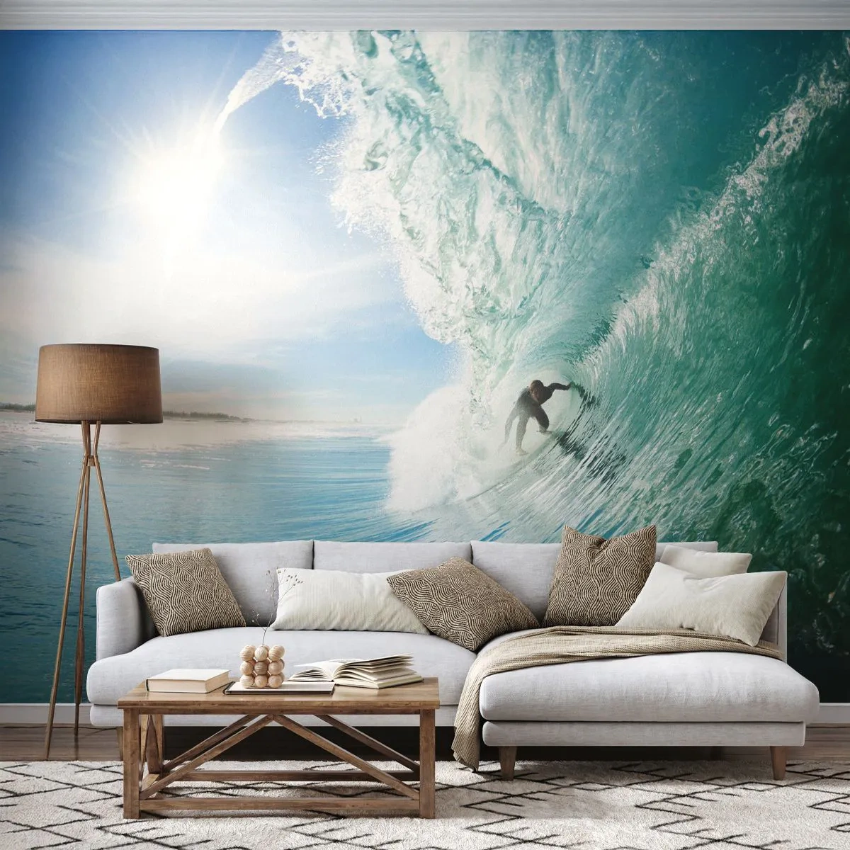 Fototapeta Samolepicí Deluxe Sticker - Vždy na povrchu - Krajina, Oceán, Surfař - 250x175 cm
