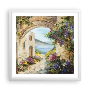Plakát v bílém rámu - Půvab pobřežní krajiny - 50x50 cm