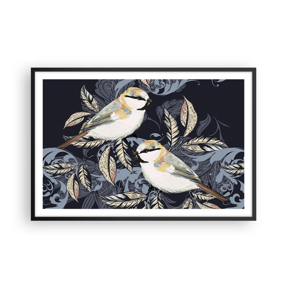 Plakát v černém rámu - Žlutomodrá píseň - 91x61 cm