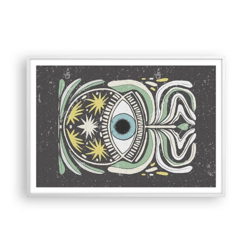 Plakát v bílém rámu - Kmenové rituály - 100x70 cm