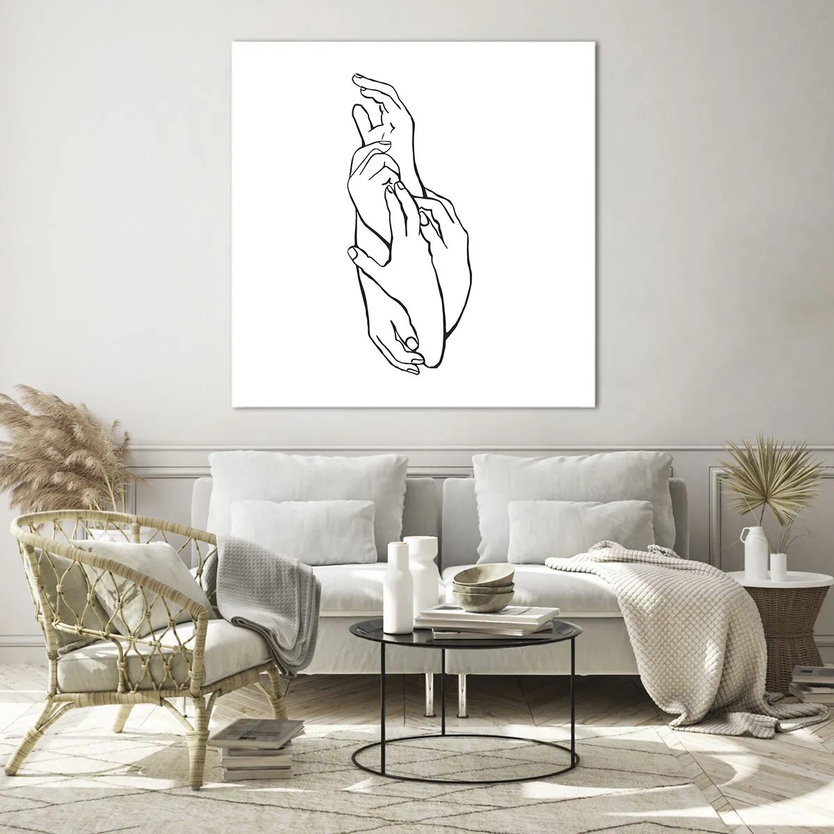 Obraz na skle - Dobrý dotek - 40x40 cm