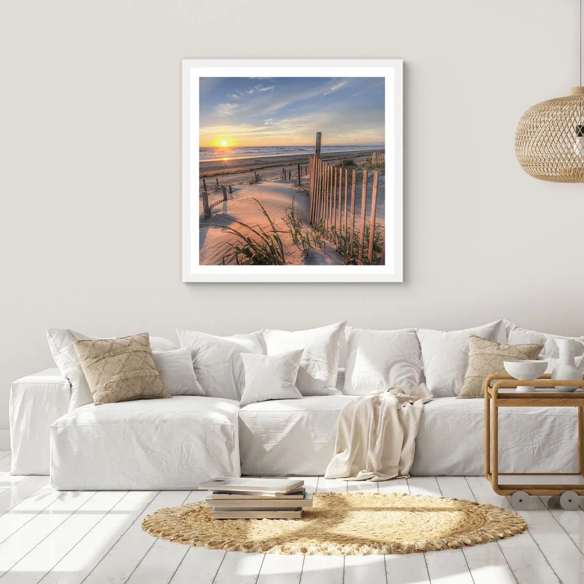 Plakát v bílém rámu - Odlesk a stín větru - 60x60 cm