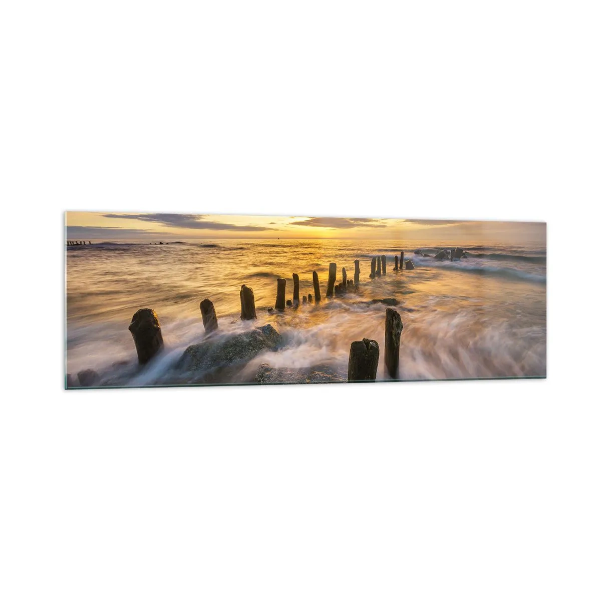 Obraz na skle - Drsná krása Baltského moře - 160x50 cm