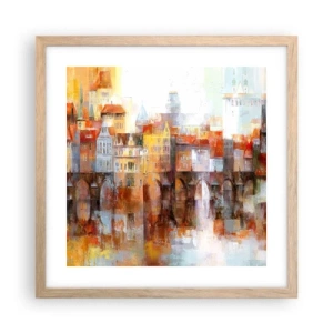 Plakát v rámu světlý dub - Pod mostem je taky krásně - 40x40 cm