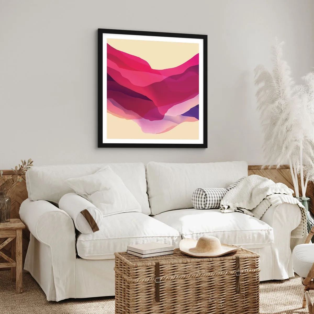 Plakát v černém rámu - Vlny fialové - 60x60 cm