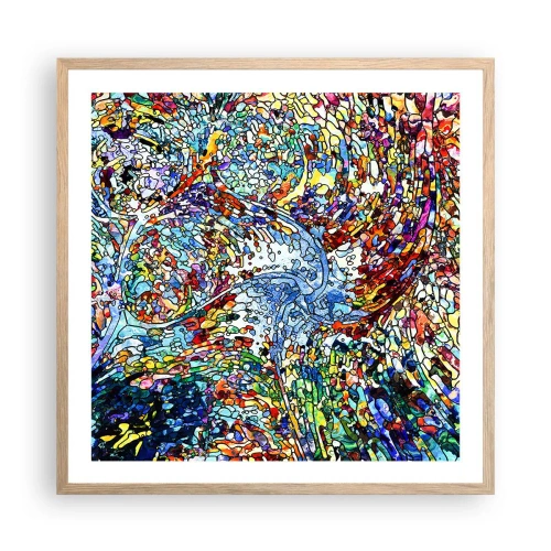 Plakát v rámu světlý dub - Vitráž s kapkami - 60x60 cm